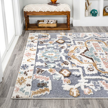 Aziza Persian Medallion High-low Area Rug